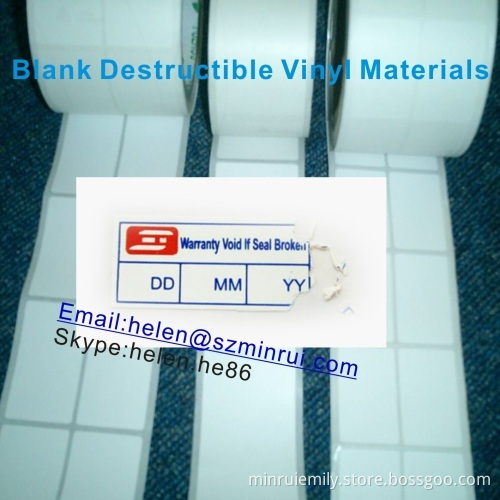 Blank Destructible Vinyl Material Stickers Custom Different Size,white Destructible Security Labels